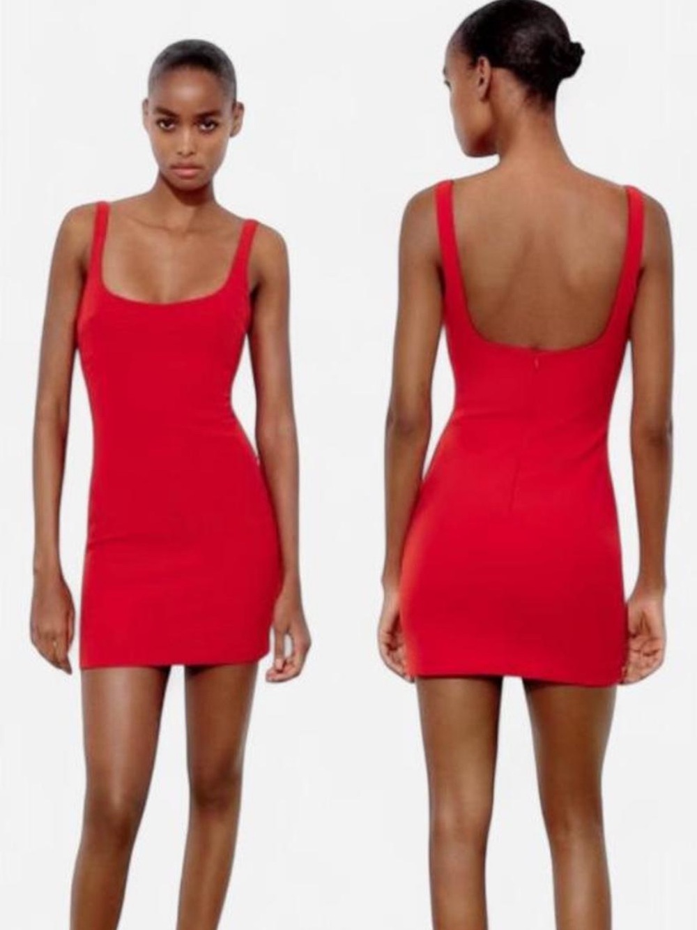 Zara Red Scoop-Back Bodycon Mini Dress